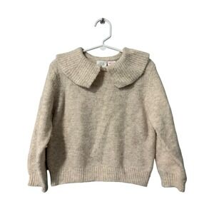Zara Kids Girls Beige Knit Sweater Peter Pan Collar Size 2-3 Years